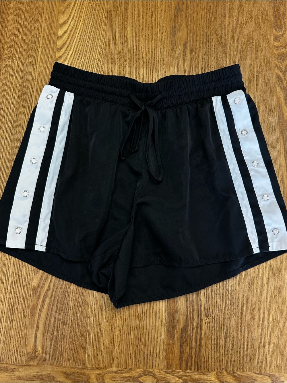 Wild Fable - Women’s / Teen Black and White Athletic Shorts with Button Sides